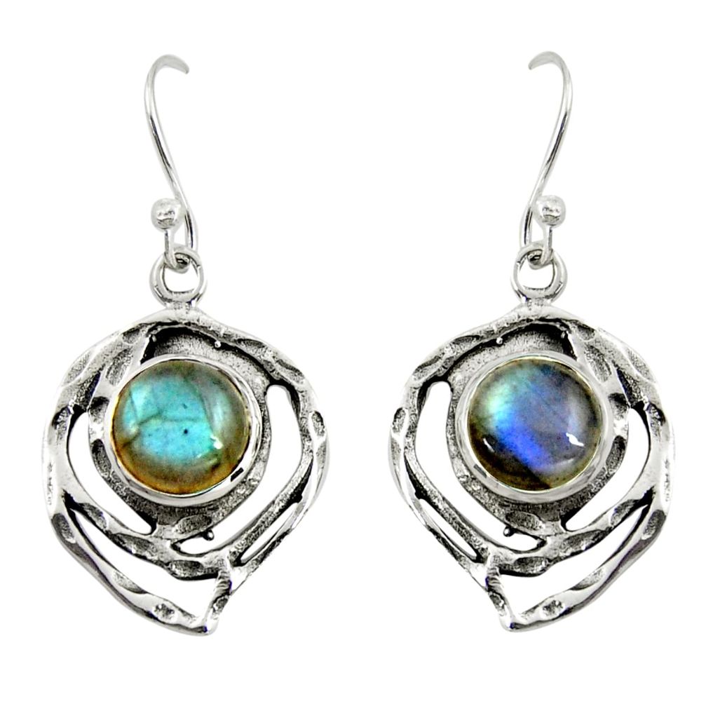 925 sterling silver 5.97cts natural blue labradorite dangle earrings r39173