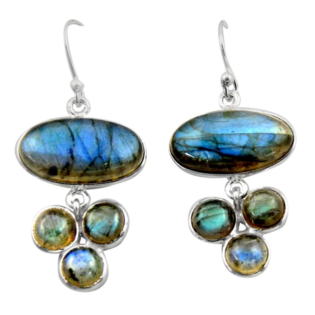 925 sterling silver 19.79cts natural blue labradorite dangle earrings r40414