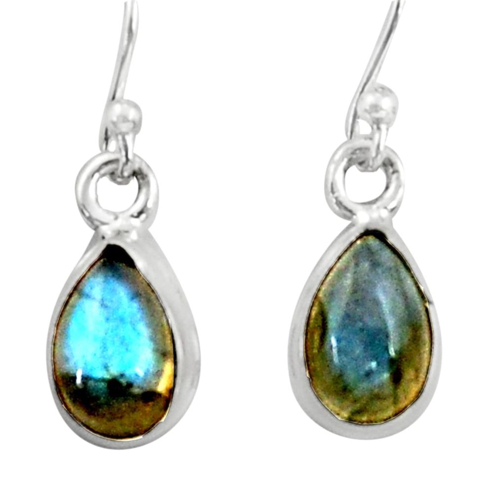 925 sterling silver 4.00cts natural blue labradorite dangle earrings r41107