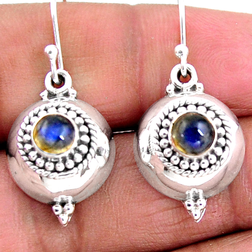 925 sterling silver 1.30cts natural blue labradorite dangle earrings r54119