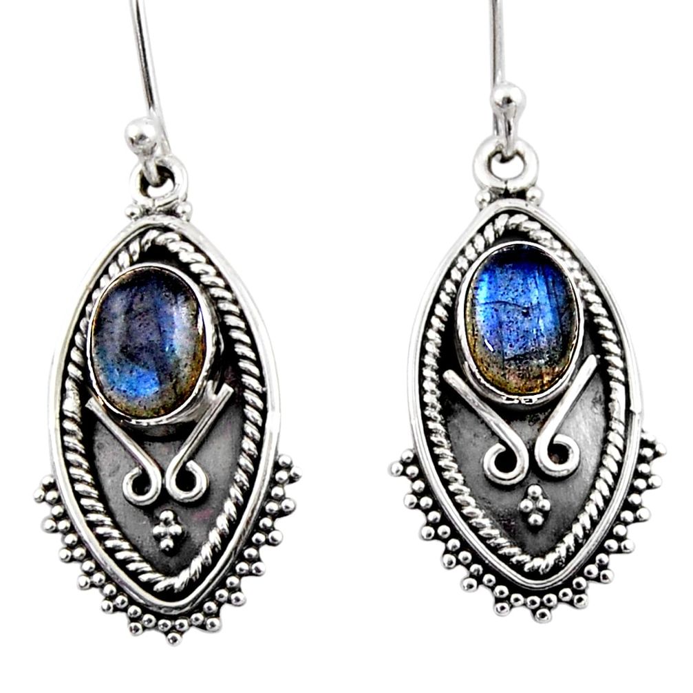 925 sterling silver 4.52cts natural blue labradorite dangle earrings r54172