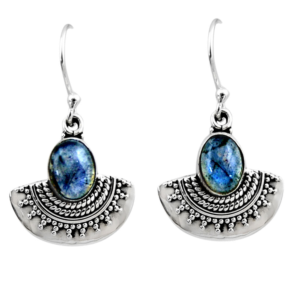 925 sterling silver 4.50cts natural blue labradorite dangle earrings r54198