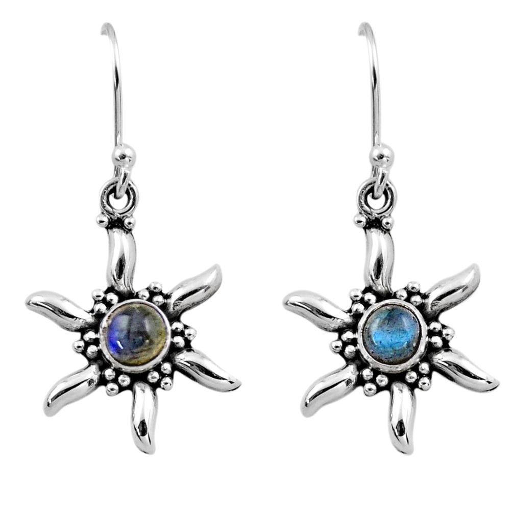 925 sterling silver 0.91cts natural blue labradorite dangle earrings r54239