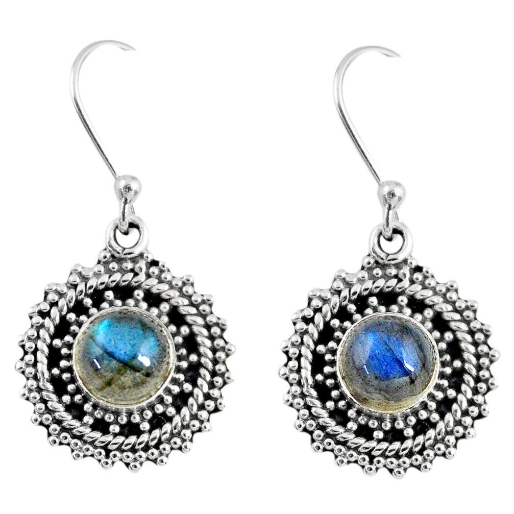 925 sterling silver 2.84cts natural blue labradorite dangle earrings r55195