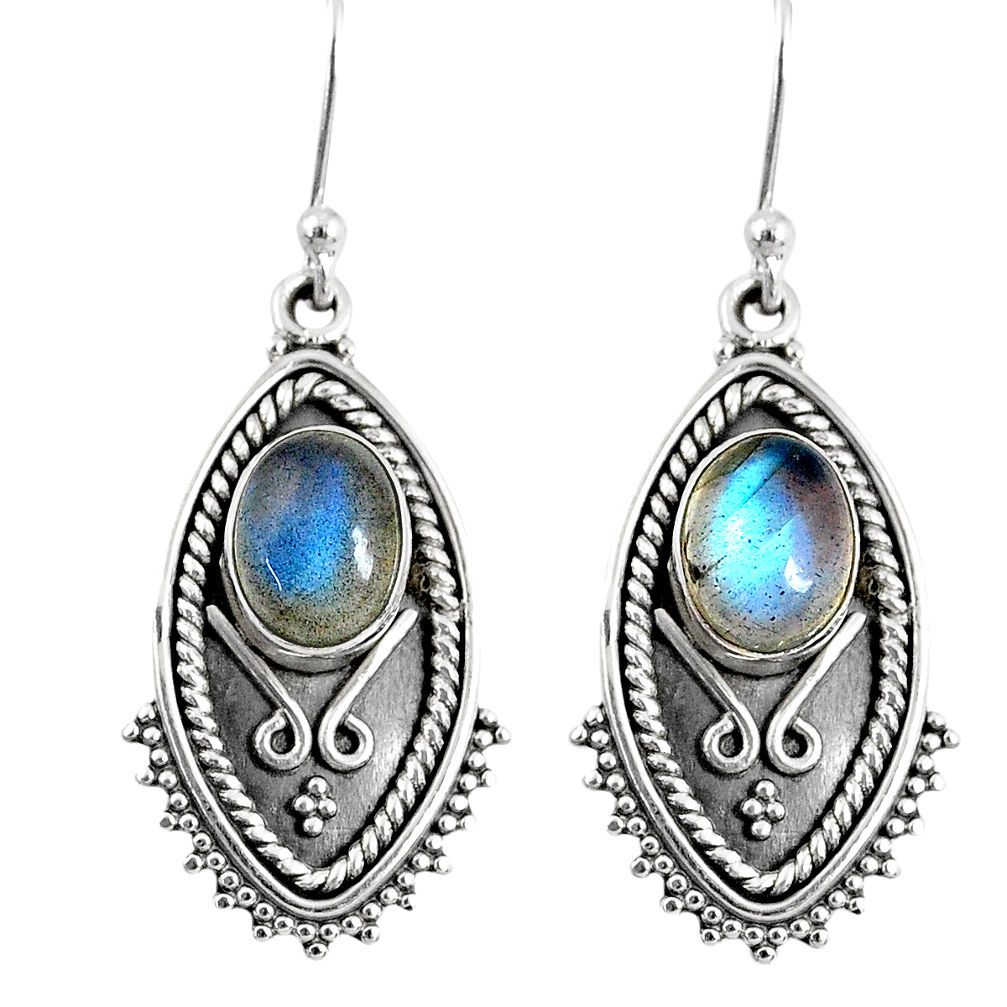 925 sterling silver 4.53cts natural blue labradorite dangle earrings r59840