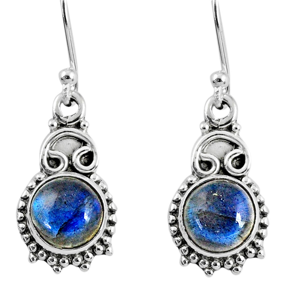 925 sterling silver 5.24cts natural blue labradorite dangle earrings r60440