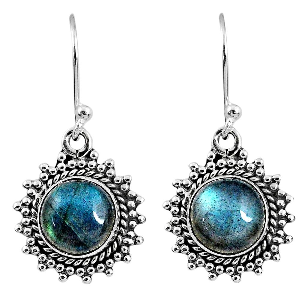 925 sterling silver 6.57cts natural blue labradorite dangle earrings r60598