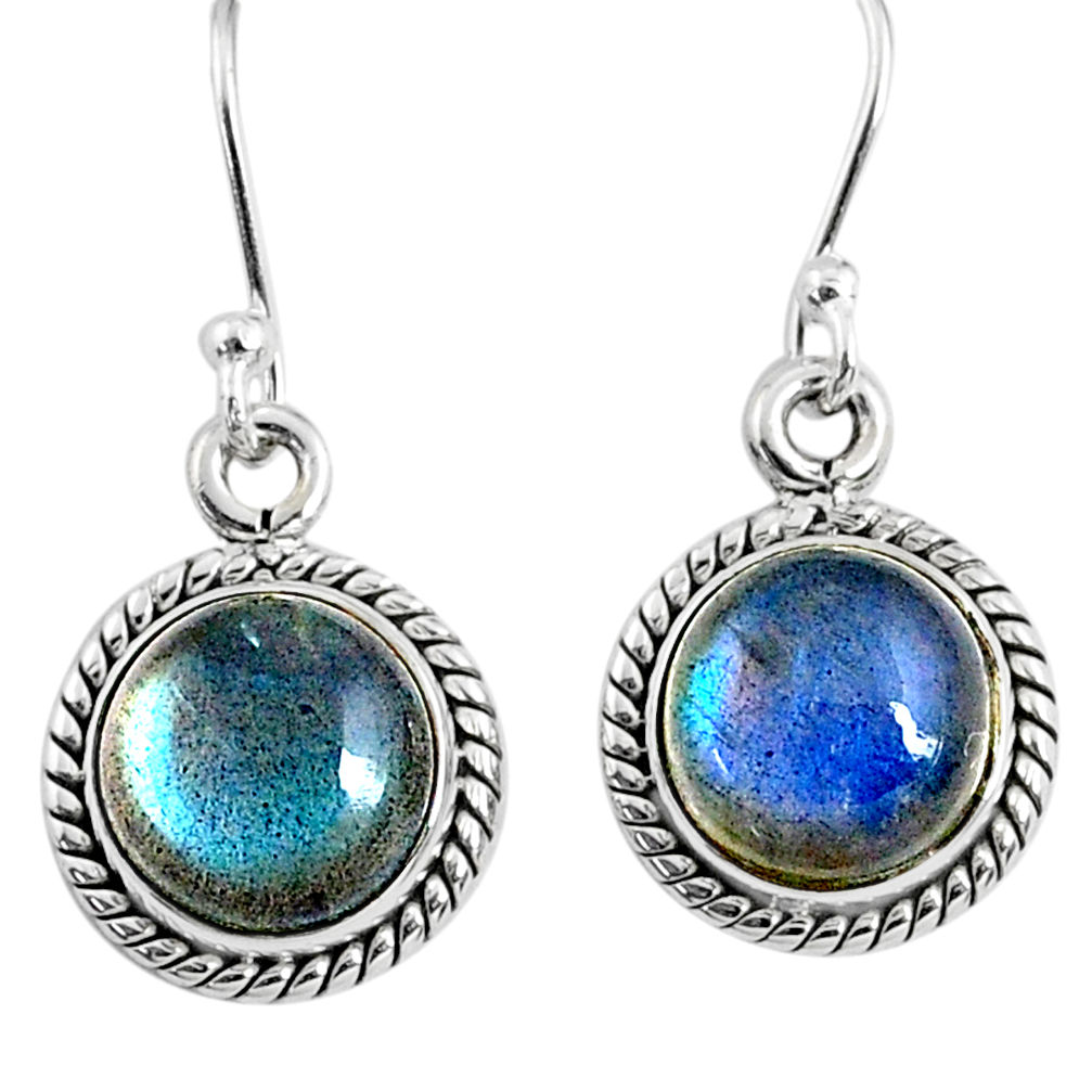 925 sterling silver 7.87cts natural blue labradorite dangle earrings r66451