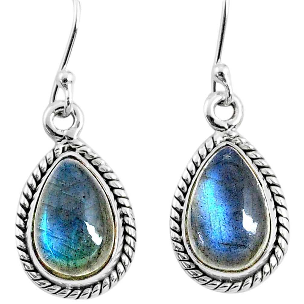 925 sterling silver 8.87cts natural blue labradorite dangle earrings r66458