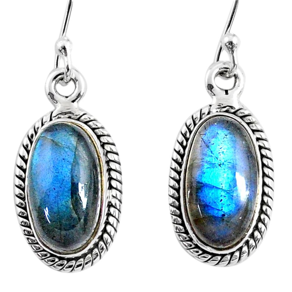 925 sterling silver 9.16cts natural blue labradorite dangle earrings r66498