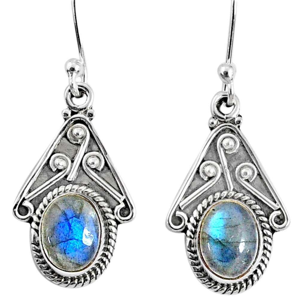 925 sterling silver 4.18cts natural blue labradorite dangle earrings r67054