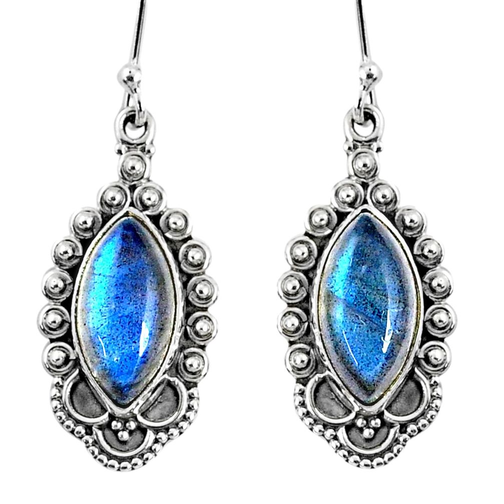 925 sterling silver 10.37cts natural blue labradorite dangle earrings r67140
