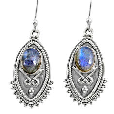 925 sterling silver 4.19cts natural blue labradorite dangle earrings r67172