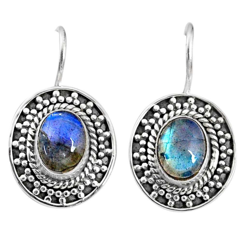 925 sterling silver 4.51cts natural blue labradorite dangle earrings r67216