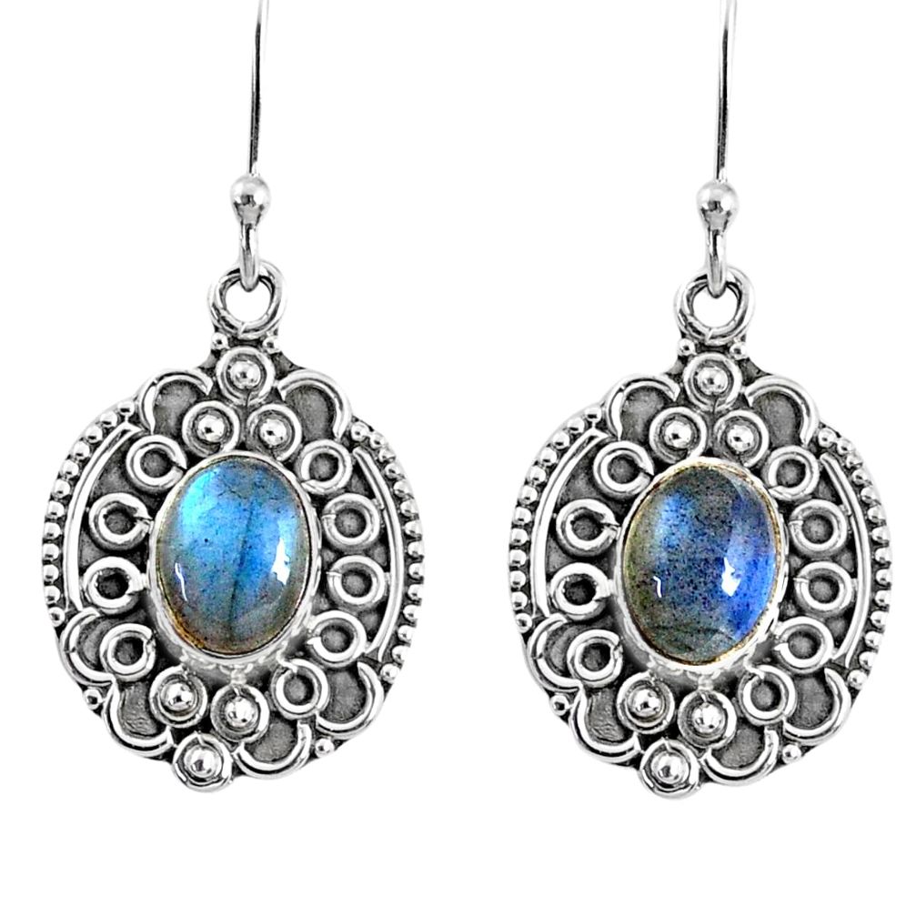 925 sterling silver 4.53cts natural blue labradorite dangle earrings r67220