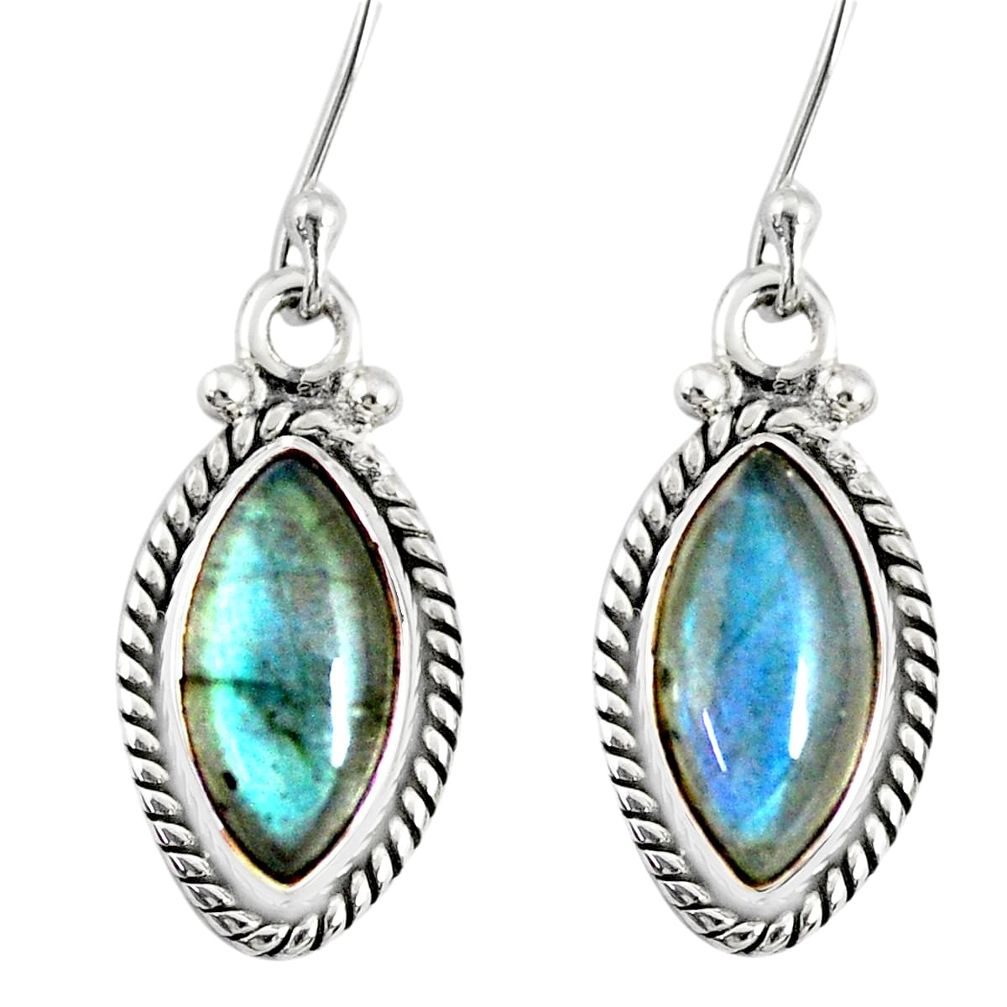 925 sterling silver 9.83cts natural blue labradorite dangle earrings r77292