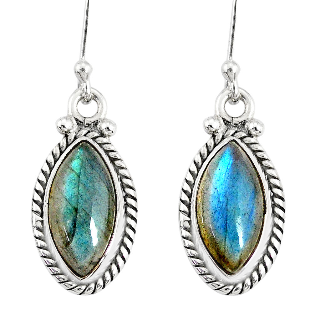 925 sterling silver 9.37cts natural blue labradorite dangle earrings r77296