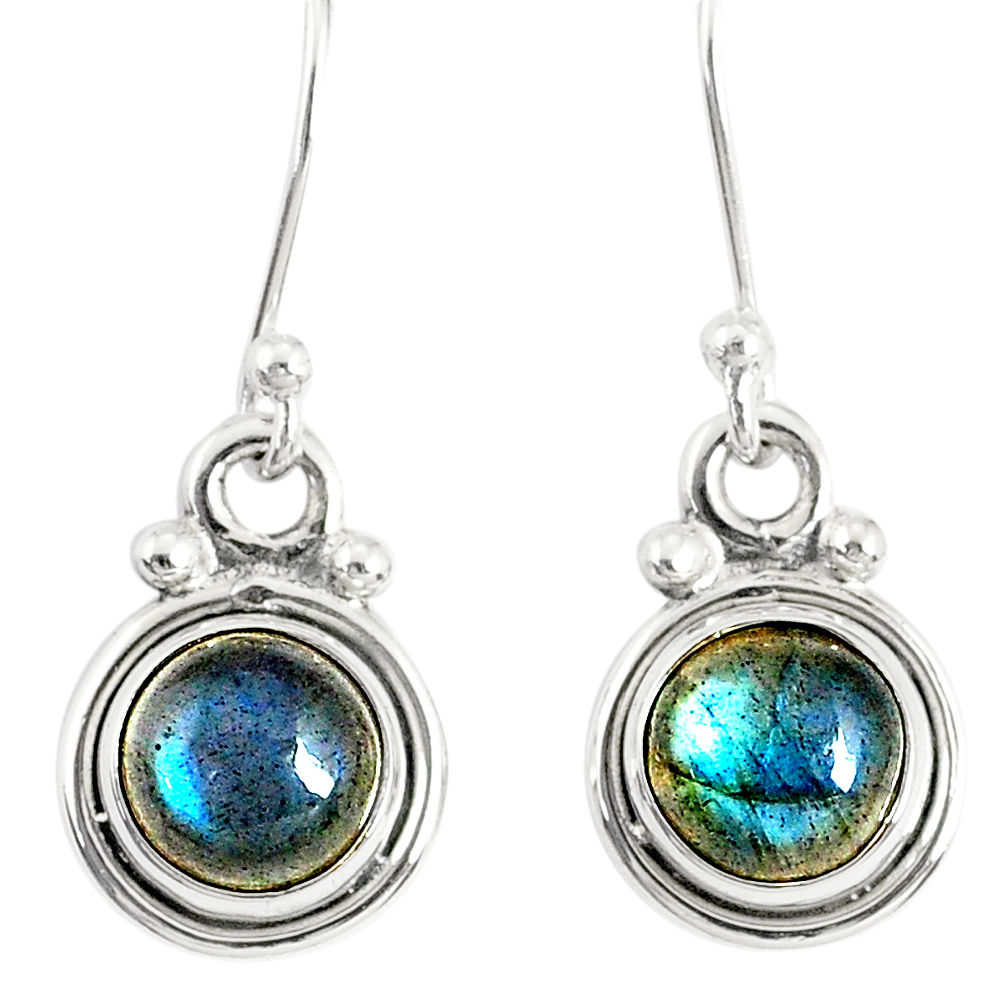 925 sterling silver 3.42cts natural blue labradorite dangle earrings r77318