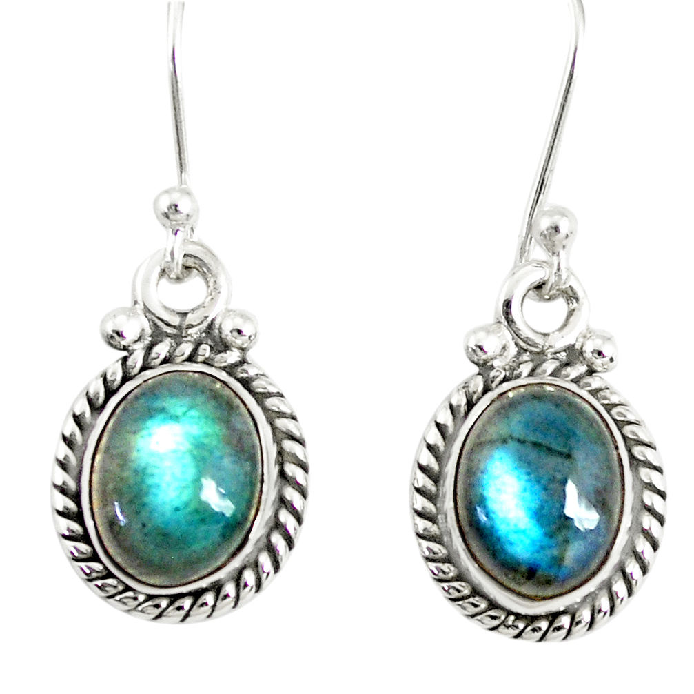 925 sterling silver 4.34cts natural blue labradorite dangle earrings r77324