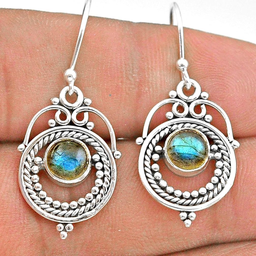 925 sterling silver 2.55cts natural blue labradorite dangle earrings t28317