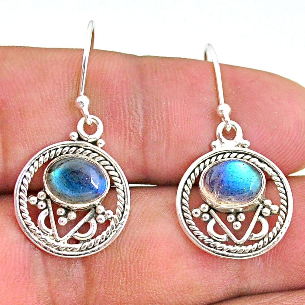 925 sterling silver 3.98cts natural blue labradorite dangle earrings t32878