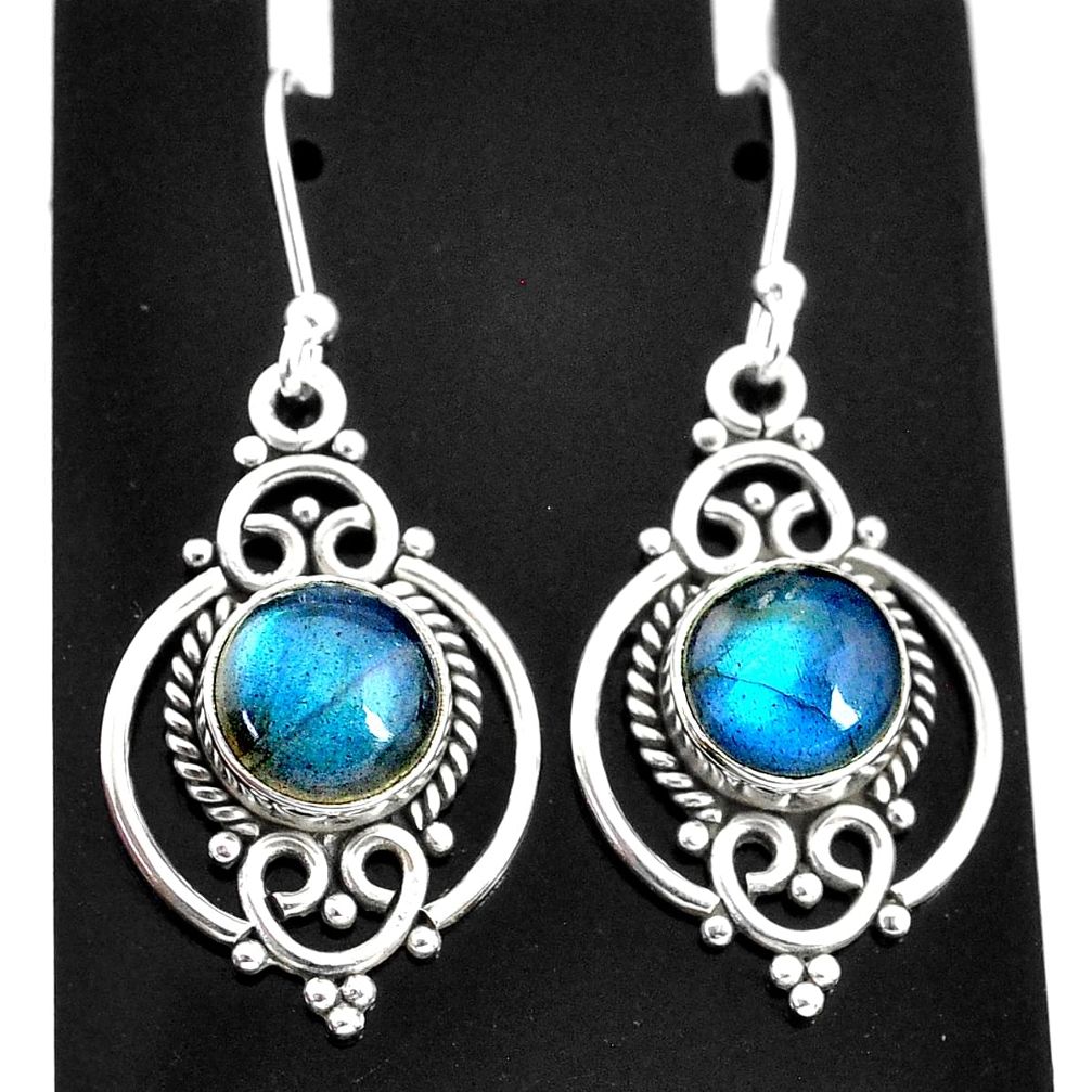 925 sterling silver 6.72cts natural blue labradorite dangle earrings t4052