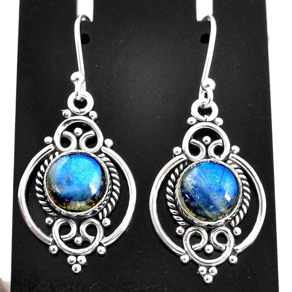 925 sterling silver 6.70cts natural blue labradorite dangle earrings t4058