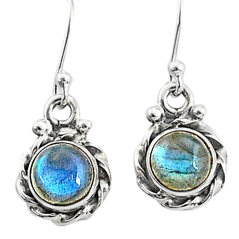 925 sterling silver 3.66cts natural blue labradorite dangle earrings t4369