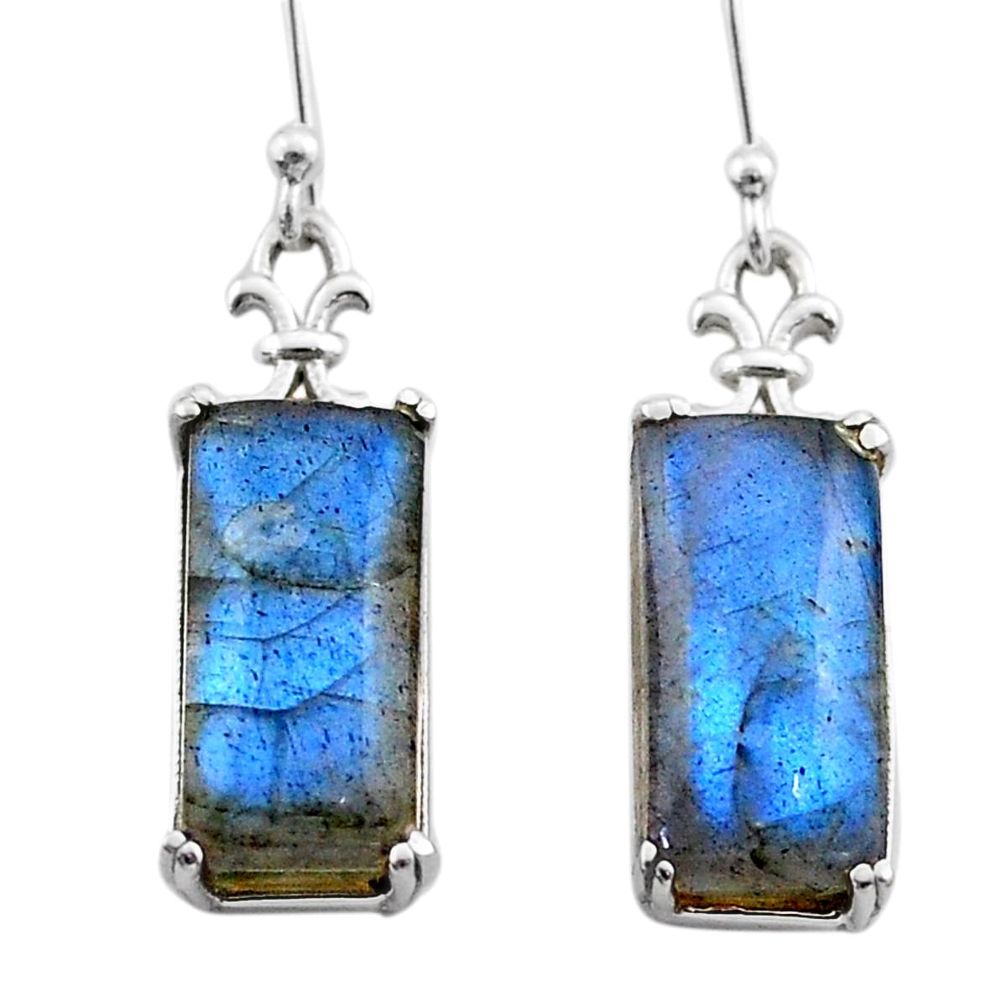 925 sterling silver 10.11cts natural blue labradorite dangle earrings t44604
