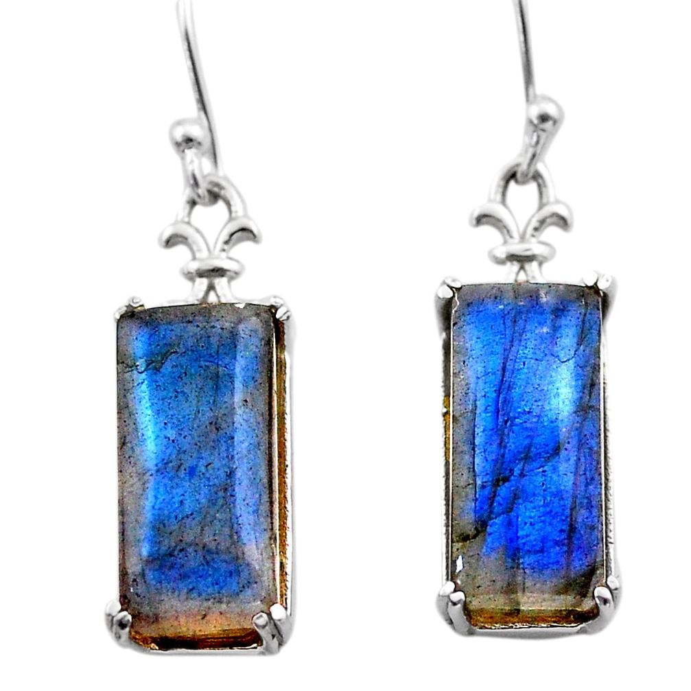 925 sterling silver 11.15cts natural blue labradorite dangle earrings t44619