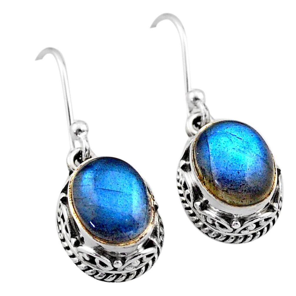 925 sterling silver 6.58cts natural blue labradorite dangle earrings t46815
