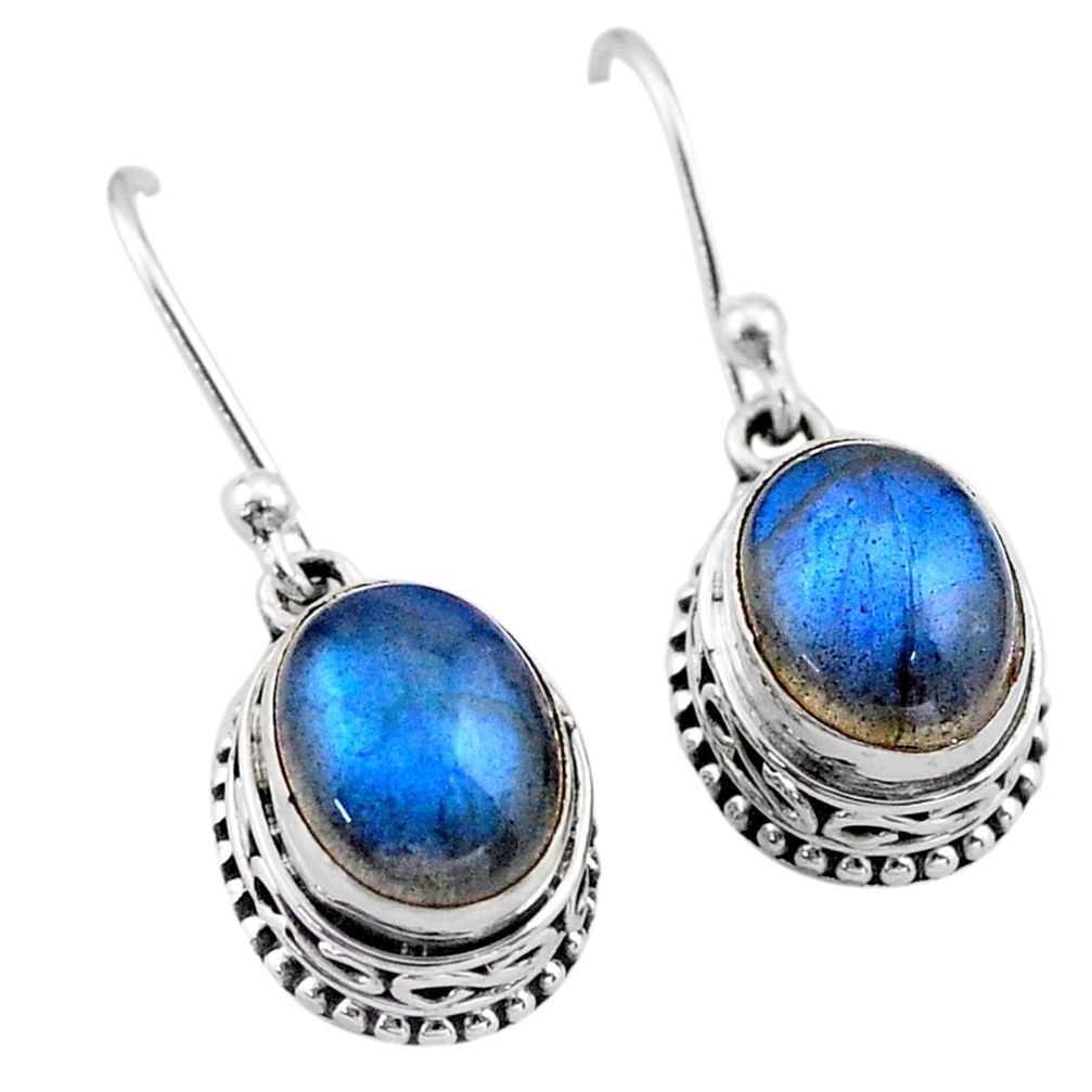 925 sterling silver 6.36cts natural blue labradorite dangle earrings t46834