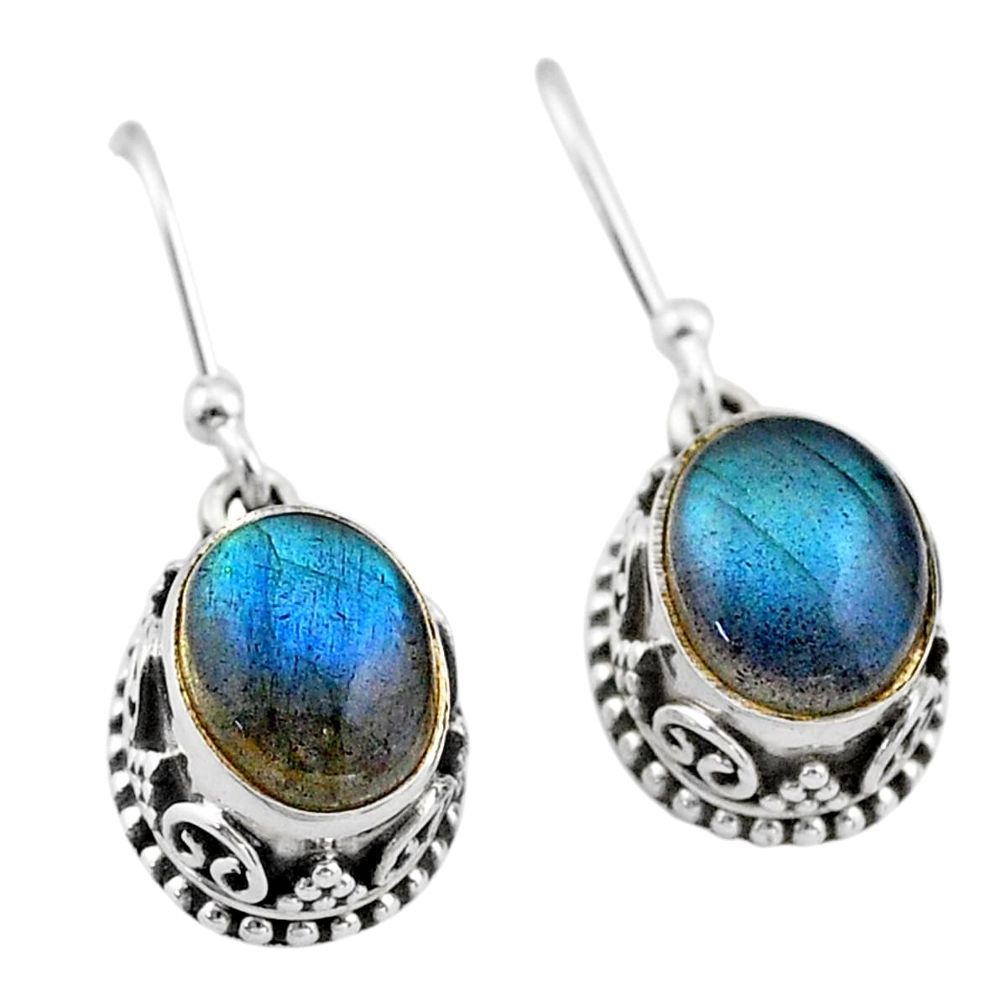 925 sterling silver 6.10cts natural blue labradorite dangle earrings t46858