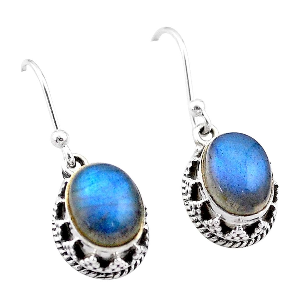 925 sterling silver 5.82cts natural blue labradorite dangle earrings t46896