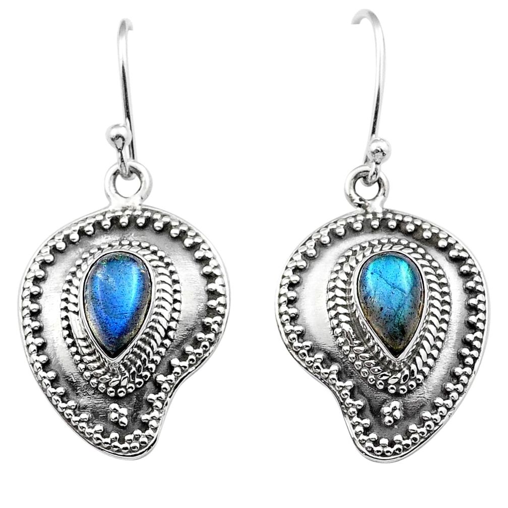 925 sterling silver 4.33cts natural blue labradorite dangle earrings u10560