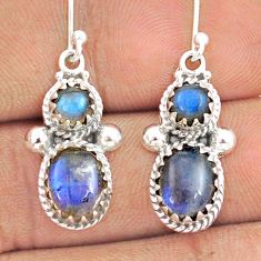 925 sterling silver 5.94cts natural blue labradorite dangle earrings u31736