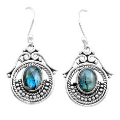 925 sterling silver 4.28cts natural blue labradorite dangle earrings u53339