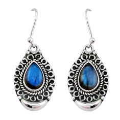 925 sterling silver 4.84cts natural blue labradorite dangle earrings y25020