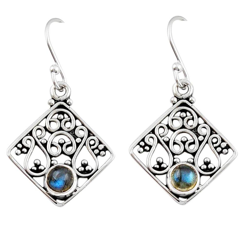 925 sterling silver 1.84cts natural blue labradorite dangle earrings y44888