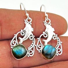 925 sterling silver 6.11cts natural blue labradorite dolphin earrings n21089