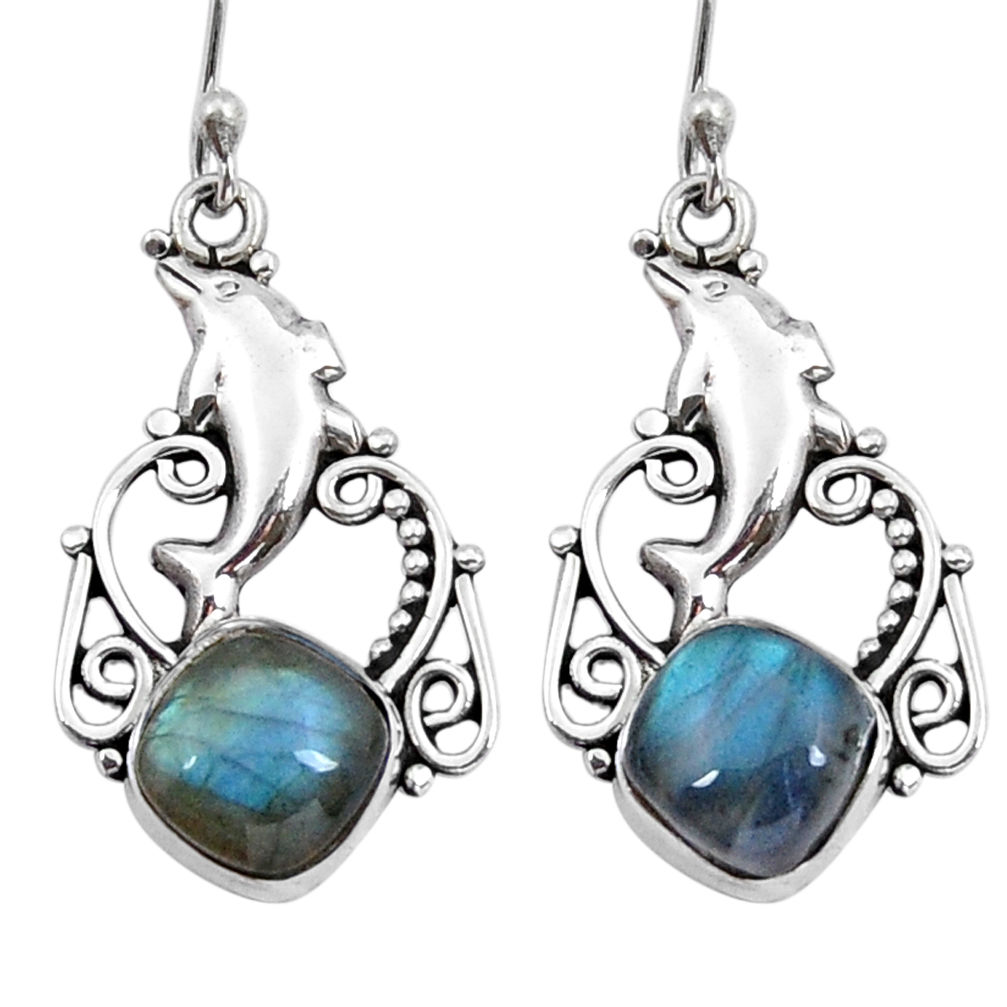 925 sterling silver 7.78cts natural blue labradorite dolphin earrings y8417