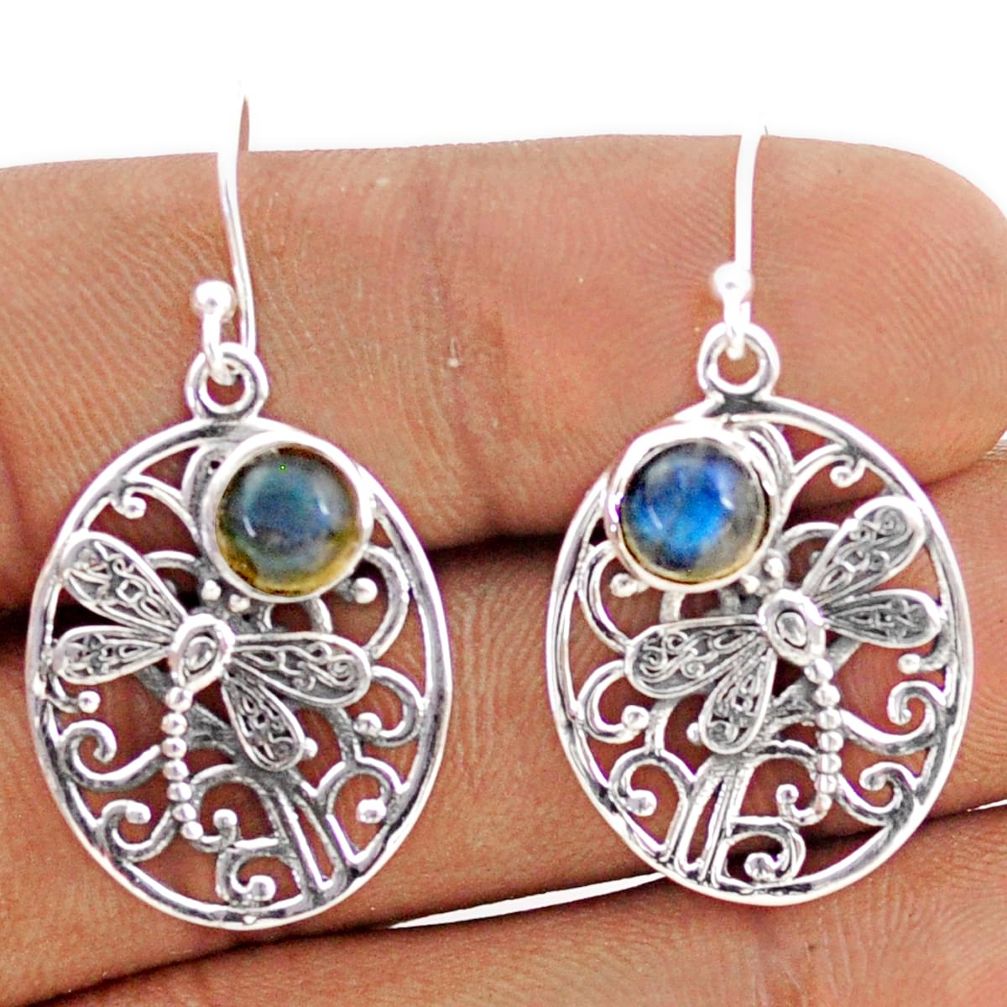 925 sterling silver 2.20cts natural blue labradorite dragonfly earrings t80975