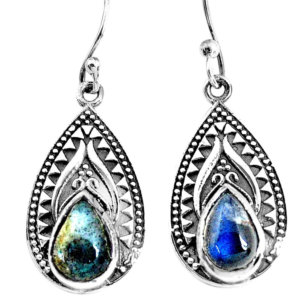 925 sterling silver 4.92cts natural blue labradorite earrings jewelry p34407