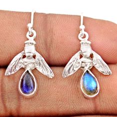 925 sterling silver 4.19cts natural blue labradorite honey bee earrings t82804