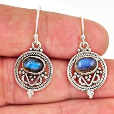 925 sterling silver 4.08cts natural blue labradorite oval dangle earrings y46325