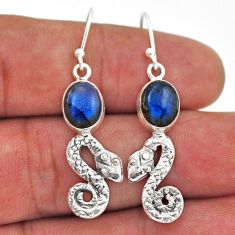 925 sterling silver 6.01cts natural blue labradorite oval snake earrings n47090