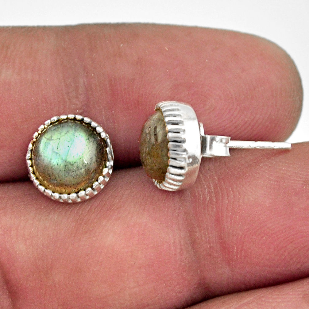 925 sterling silver 5.45cts natural blue labradorite stud earrings r38551