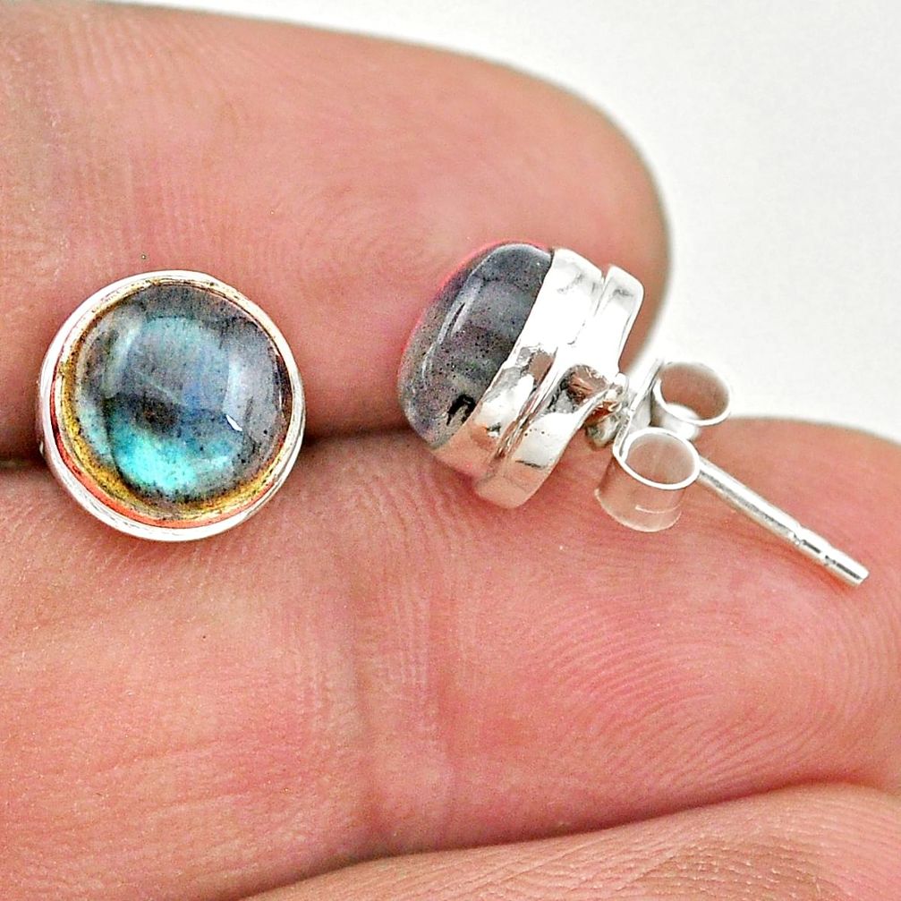 925 sterling silver 5.87cts natural blue labradorite stud earrings t19374