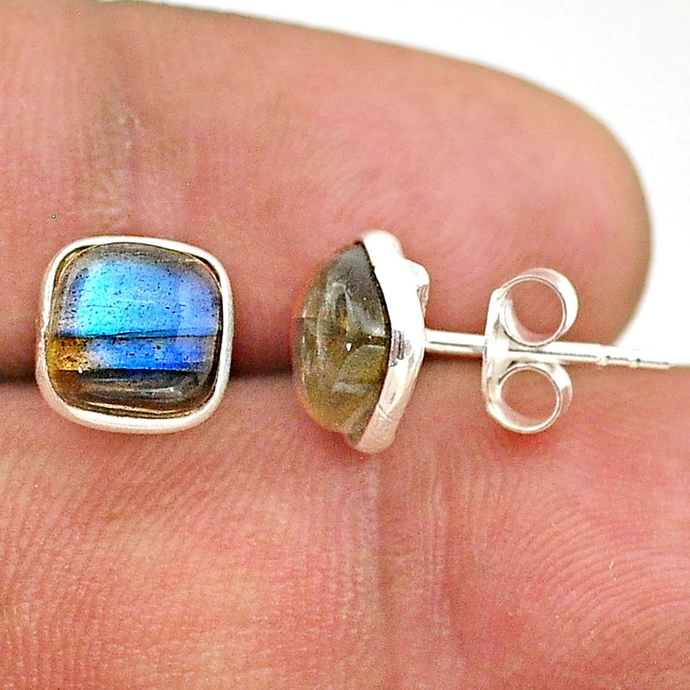 925 sterling silver 3.89cts natural blue labradorite stud earrings t70487