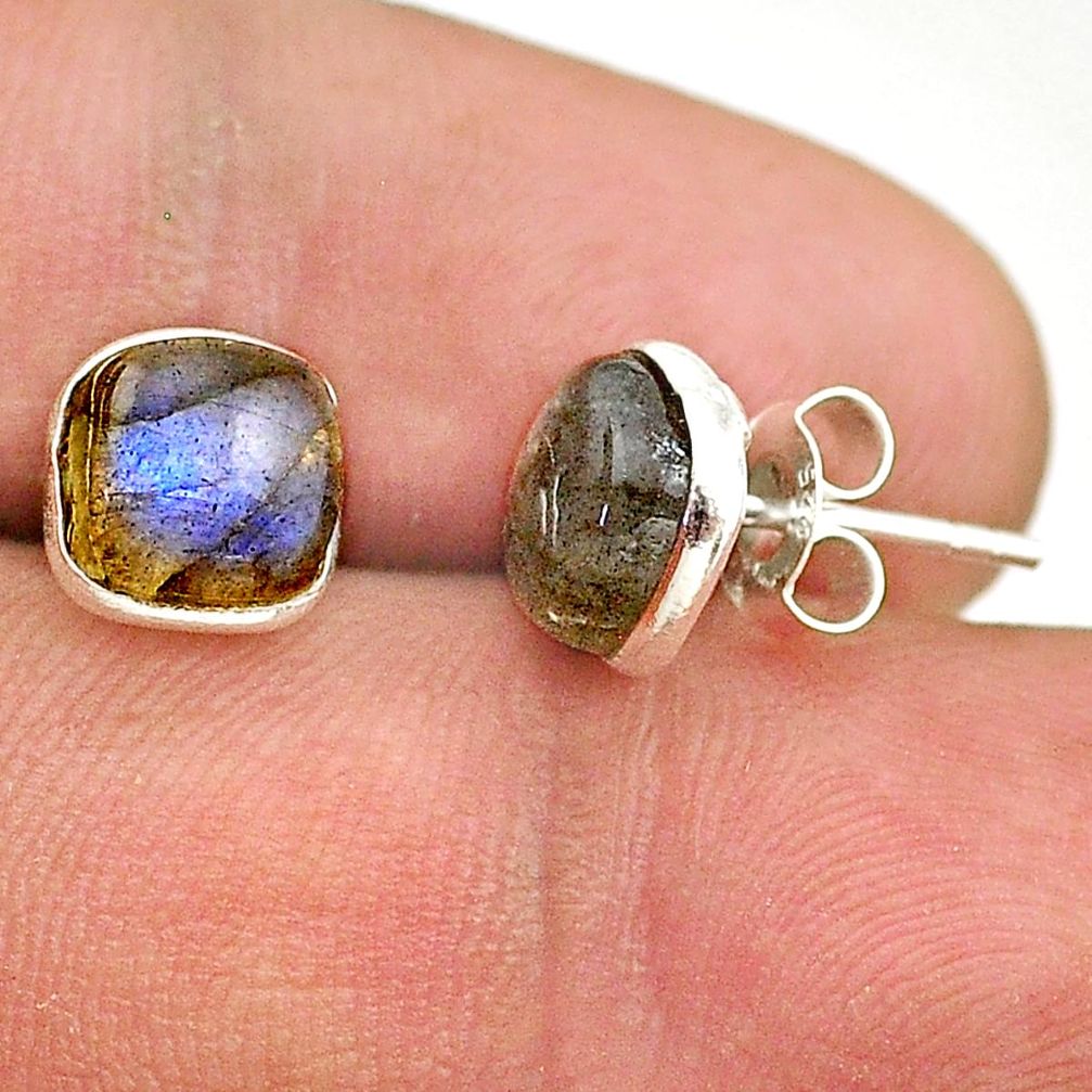 925 sterling silver 3.75cts natural blue labradorite stud earrings t70490